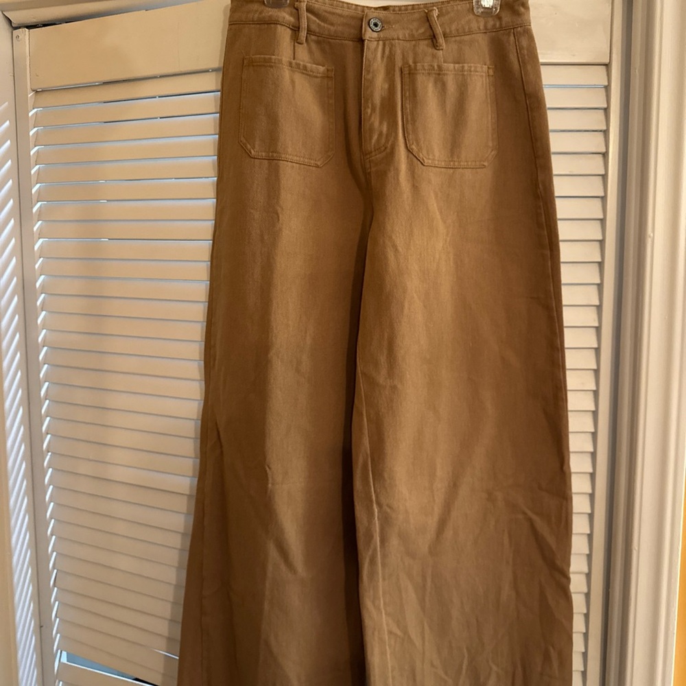 Umgee Camel Wide-Leg Trousers